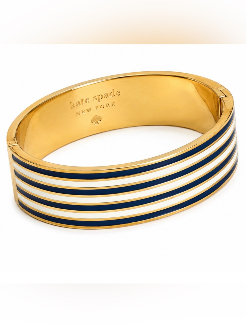 kate spade Gold Black & White Striped Bangle Bracelet